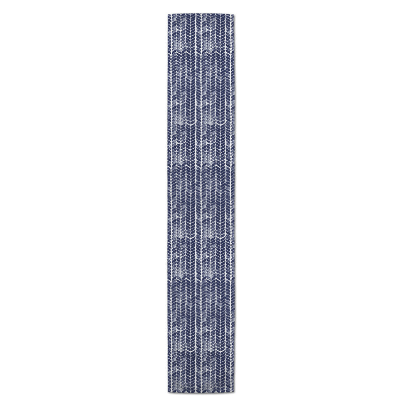 Maribeth Geometric Table Runner, 72" x 16", Navy Blue, Abstract