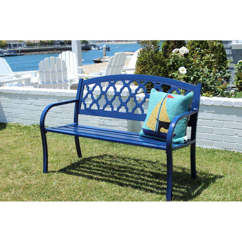 Banc de jardin en acier inoxydable Dezaraye, Coastal Blue