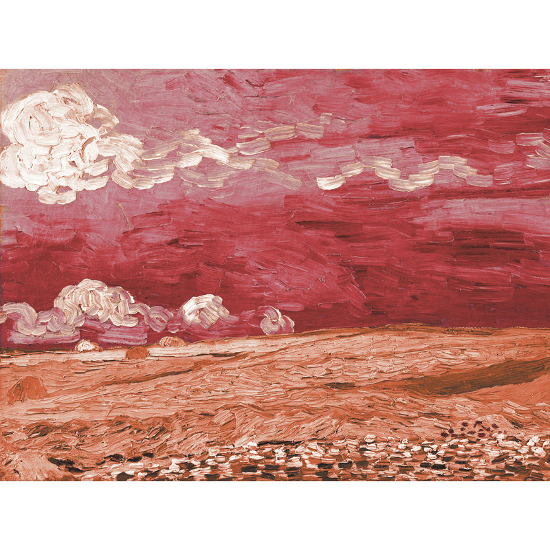 Décalcomanie murale amovible sous thunderclouds wheatfield de van gogh, H 18 po x l 24 po, Rouge / Orange