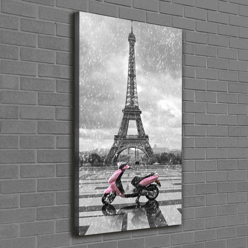 Eiffel Tower Scooter - Wrapped Canvas Print