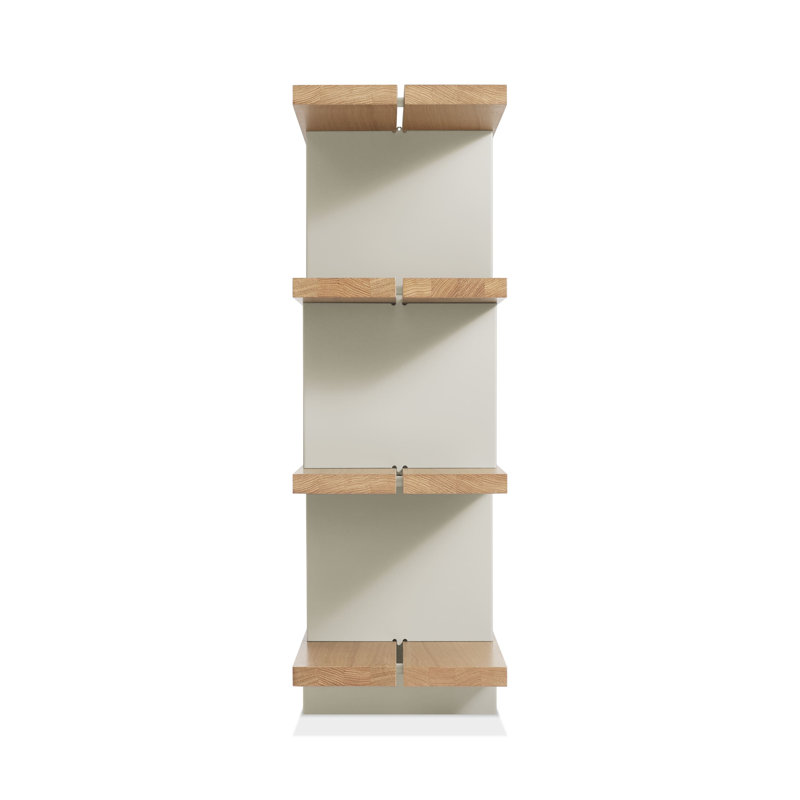 Happy Day Bookcase, White Oak/Putty, (4 Shelves) 41" H x 81" W x 14" D