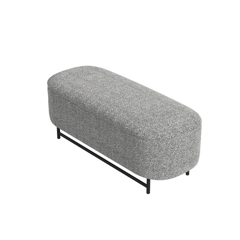 Homepop Ellipse Storage Bench With Metal Legs - With Yarns, Gray Boucle
