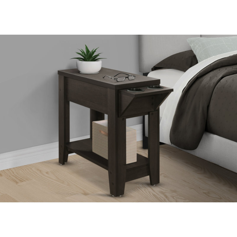 Table d'appoint, côté, bout, rangement, lampe, salon, chambre à coucher, stratifié, transitionnel, Bois espresso