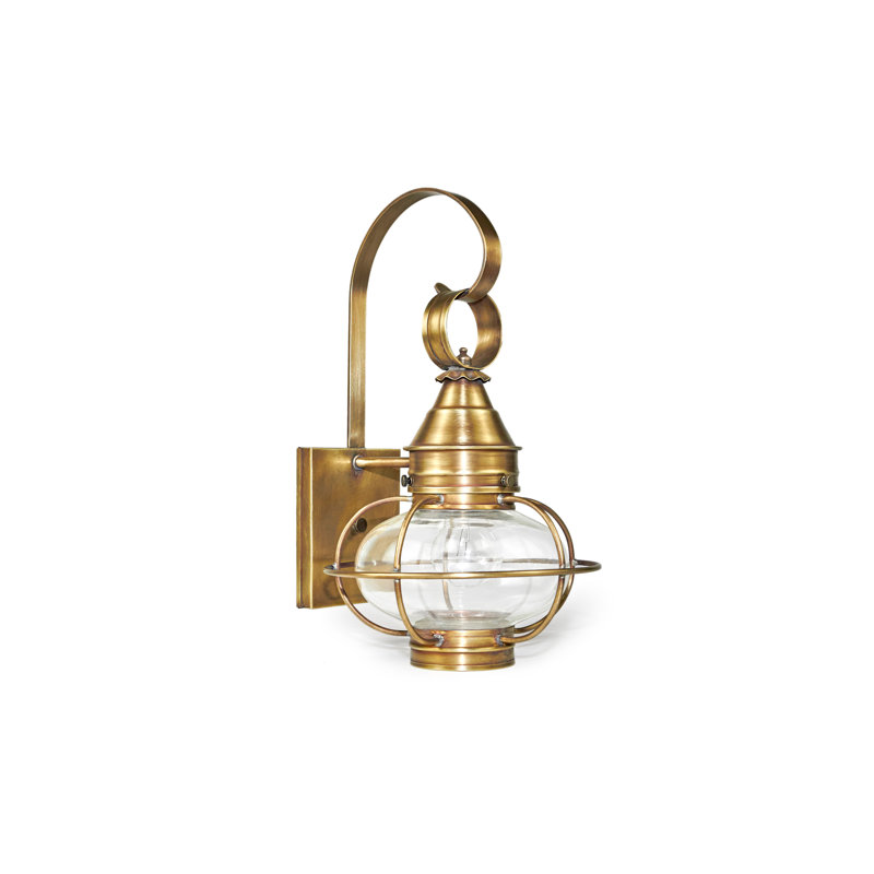 Onion 1-Light Outdoor Wall Lantern, Dark Brass, Clear, 21" H x 12" W x 13.5" D