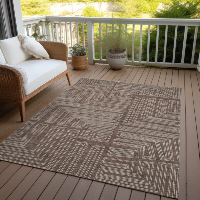 Clayra Brown Washable Indoor-Outdoor Rug - , 3' x 5'