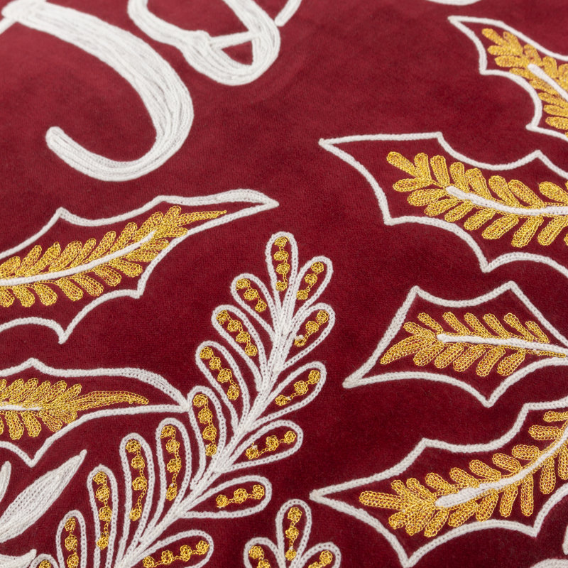 Winter Joy Abstract Red Square Throw Cushion, Polyester