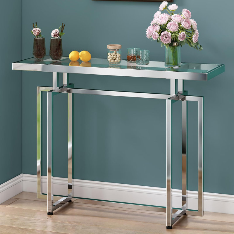 Silver Unique Style Entryway Console Table
