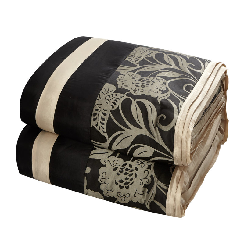 Burgundy and Gold King Microfiber Floral Comforter Set