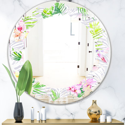 Miroir des plantes tropicales et des fleurs vi, miroir mural sans cadre