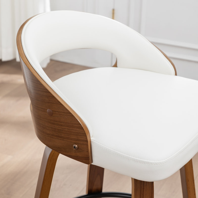Swivel Upholstered Counter Stool, Bar Stool (63.5cm Seat Height), White
