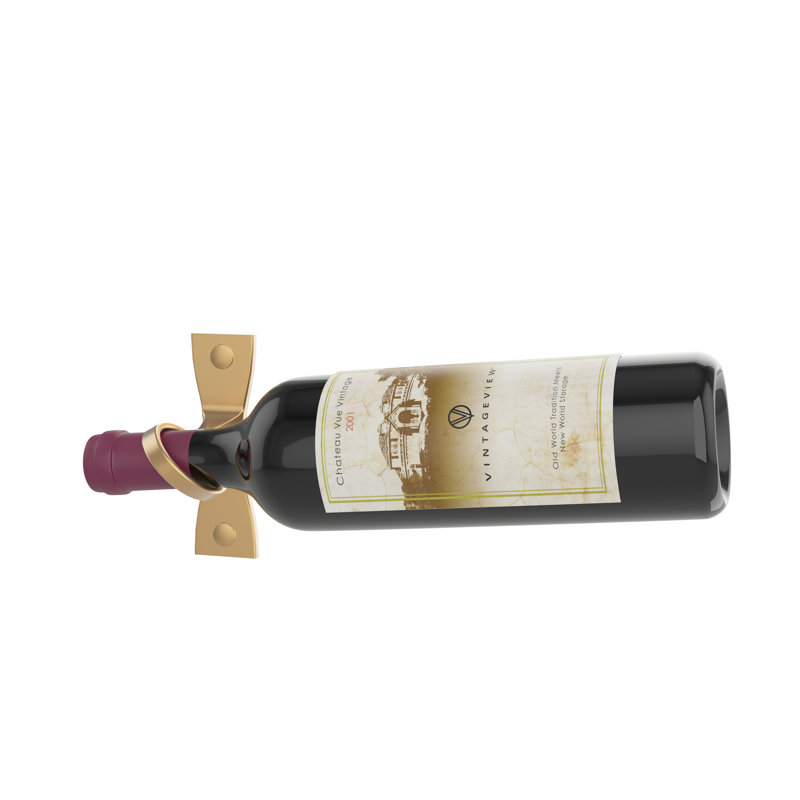 Support à vin hélicoïdal mural en métal doré 1 bouteille Lleucu, Bronze doré, H 5 po x l 13 po x P 3,25 po