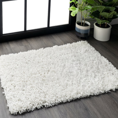 Oguz Power Loom Performance Solid Shag Ivory Rug