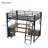 Full Size Metal Loft Bed with Desk, Storage Shelves, Wardrobe, Drawers & LED Light, Kids Platform Bed, Black