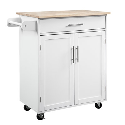 Kitchen Island Cart Rolling Trolley Cart With Drawer, Storage Cabinet & Towel Rack by August Grove