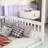 White Rubber Wood Waterloo Floor Bed With Canopy Frame, Fence, And Safety Guardrails-808275088-808275089