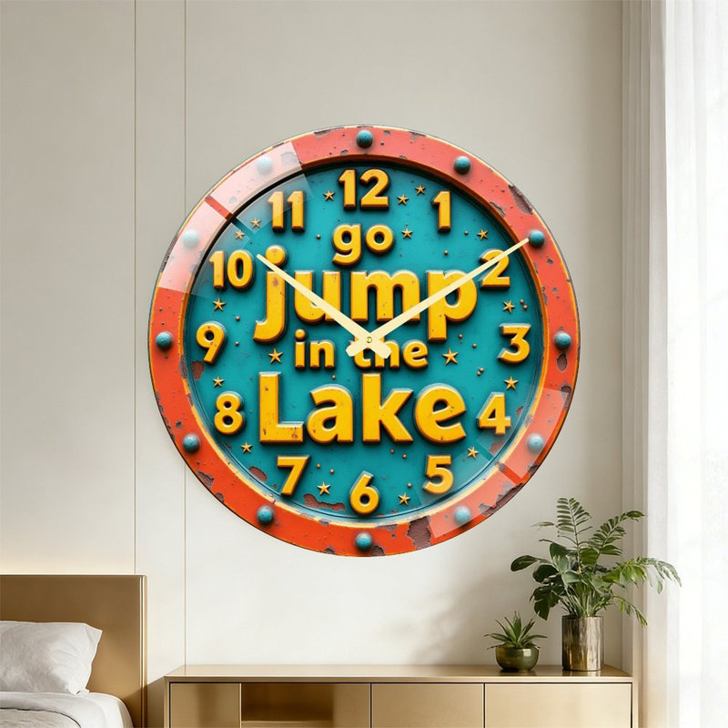 Horloge murale en verre Go Jump In The Lake
