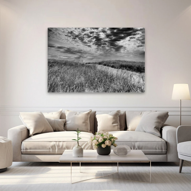 Dunes de Nantucket, paysage côtier noir et blanc, plage, Beache, H 60 po x l 40 po
