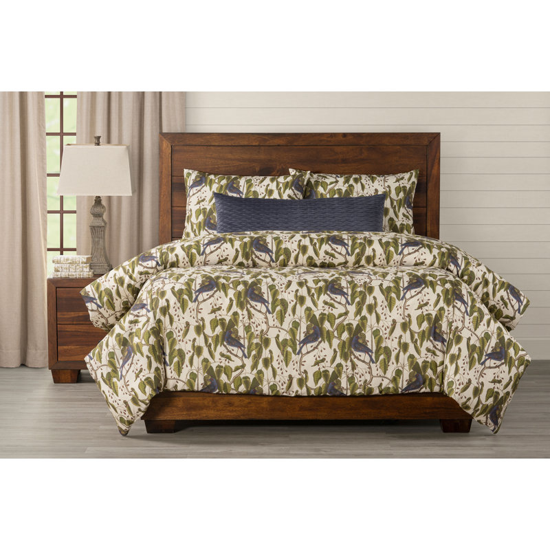 Bluebirds Print Duvet Cover & Insert Set, California King Duvet Cover + 2 Shams + 1 Pillow