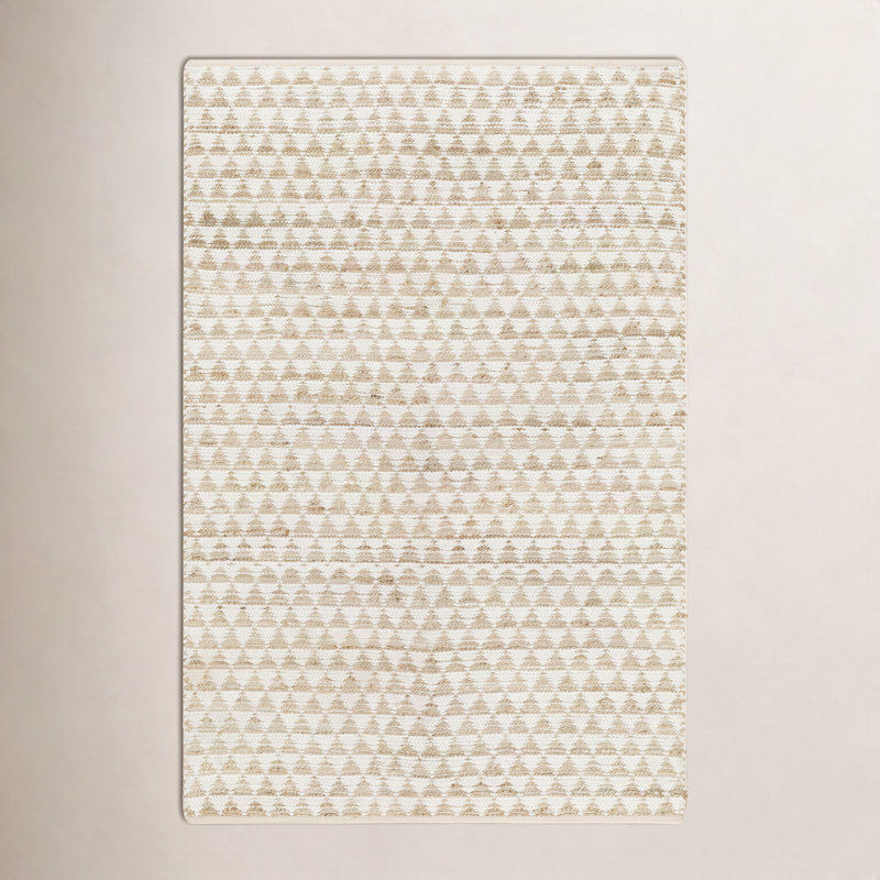 Addy tissé à plat à la main recyclé P.E.T. Tapis blanc / brun, Rectangle 9 pi x 12 pi