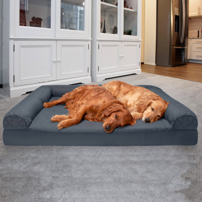 Quilted Orthopedic Bolster Sofa Pet Bed