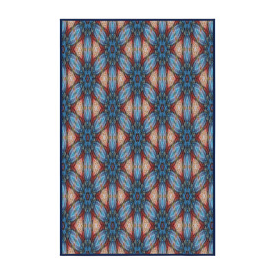 Tapis bleu/rouge tissé à la machine
