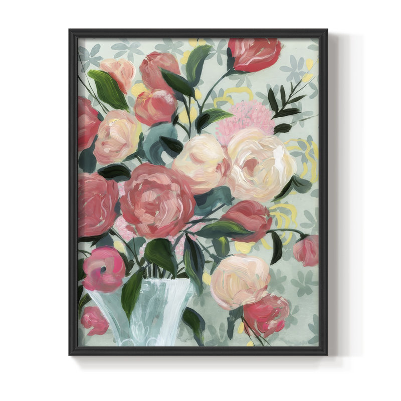 Painted Posies I Framed Print - Solid Wood, H 21 po x l 17 po, Black
