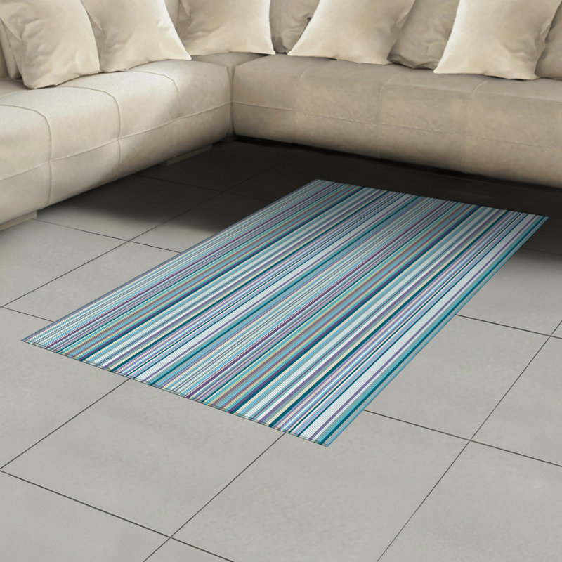 Tapis décoratif rayé en fibre de polyester à haute densité, Rectangle— 4 pi x 5 pi 8 po