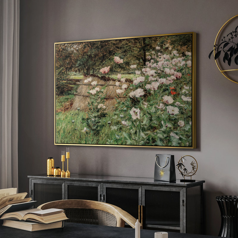Paysage rétro - CMLXVII, Toile avec cadre flottant or, H 27 po x l 41 po