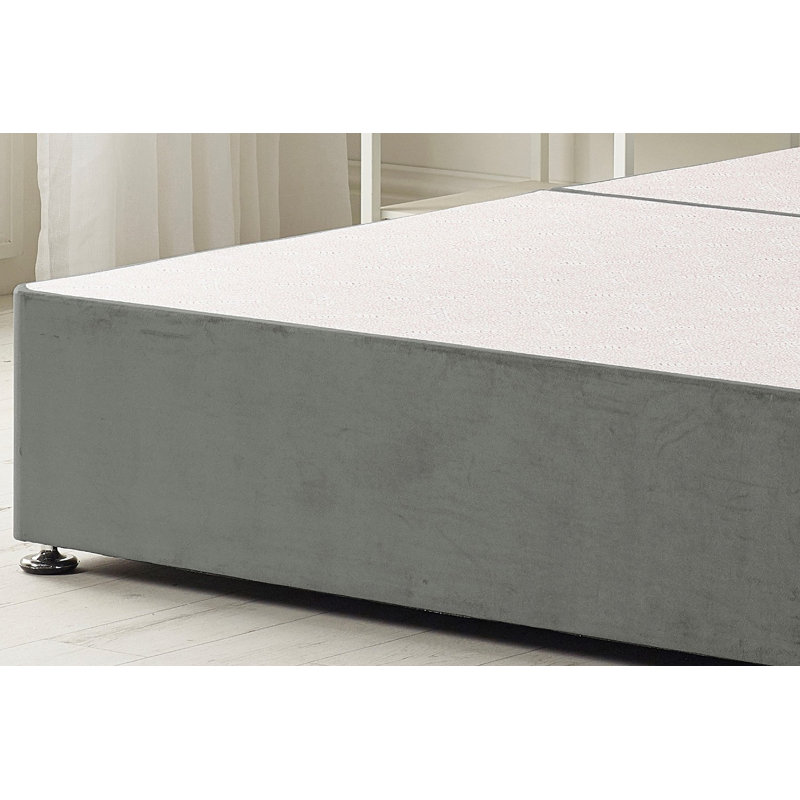 Sealcove Etheral Velvet Divan Bed Base with 32" Upholstered Headboard, Charcoal, Small Double (4'), 2 Drawers