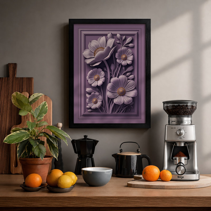 Lavender Botanica Botanical - Framed Print, A1 - 84.1 x 59.4 cm, Black
