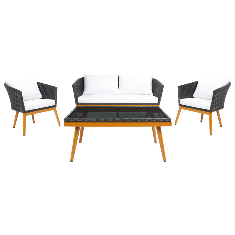 Egidija 4 - Person Patio Conversation Set with Cushions, Black