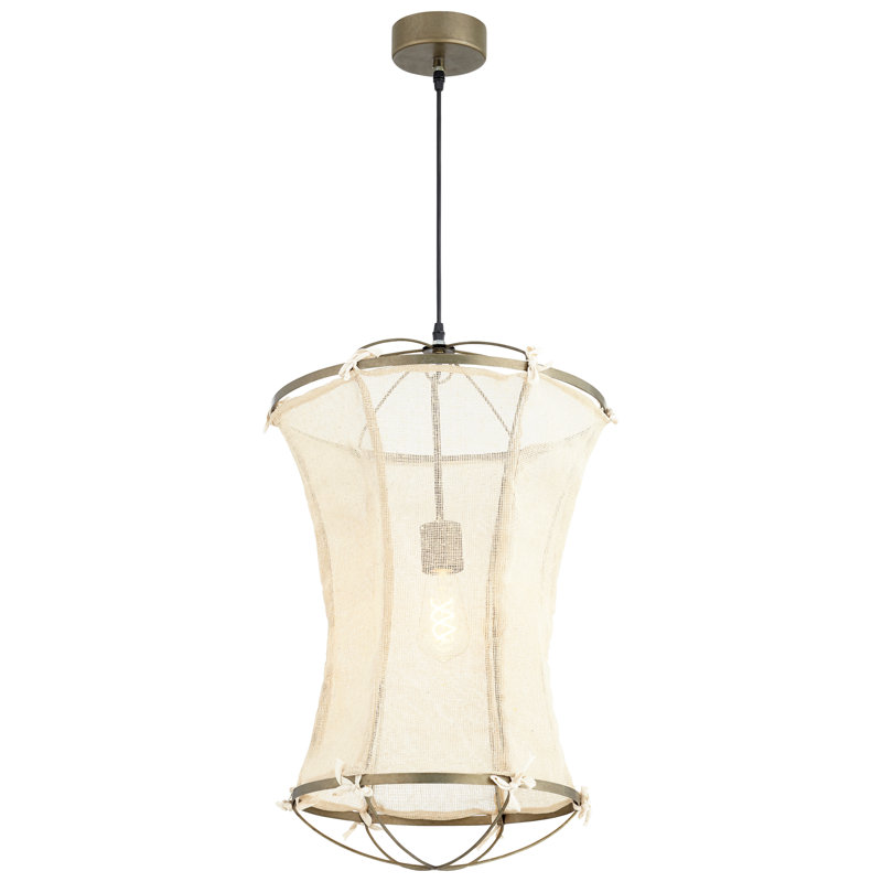Ara 25" Beige and Black Jute Pendant Light