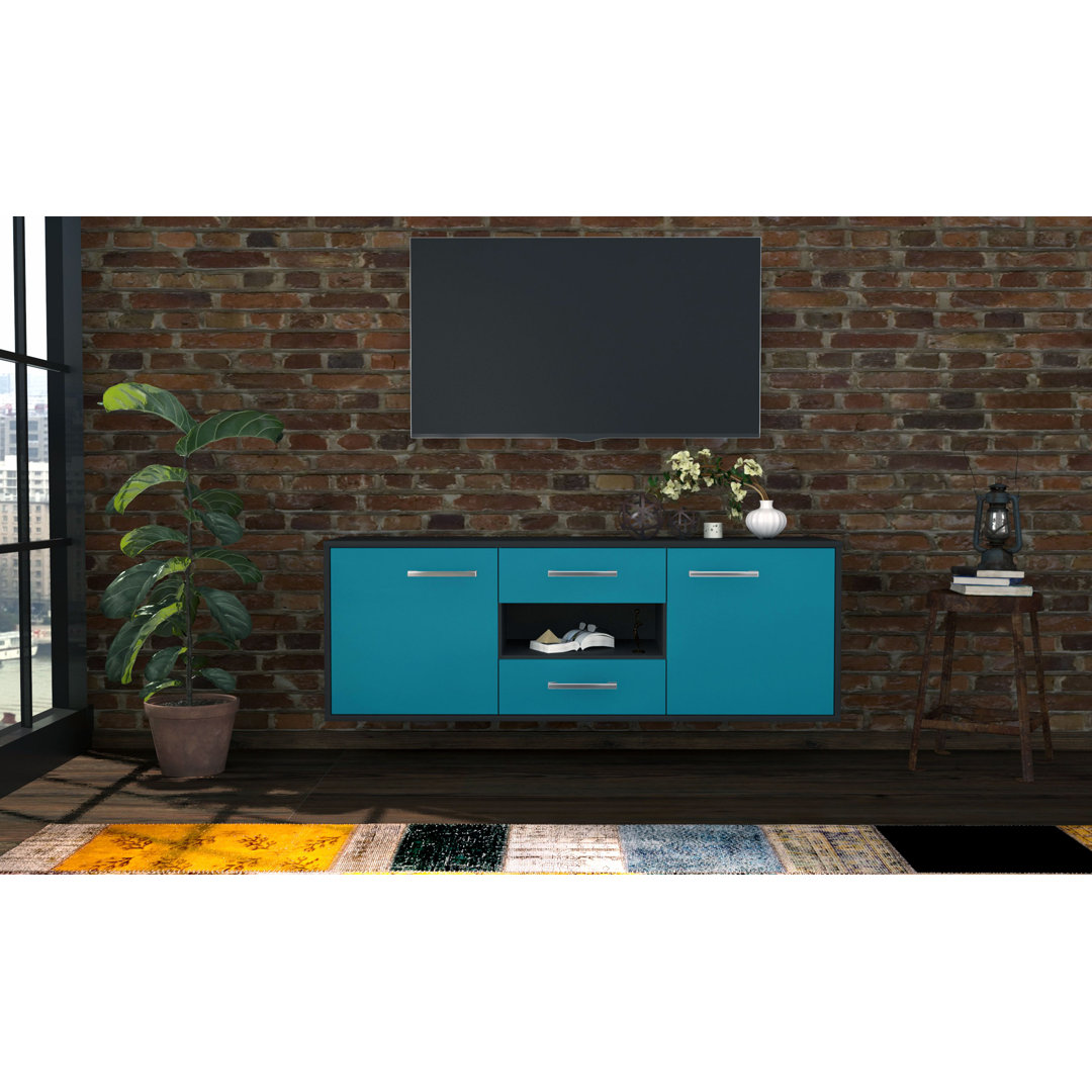 TV-Ständer Tampa, Farbe: Mint/Anthrazit, Fliegend/Metallgriffe, Größe: 92x49x35 cm