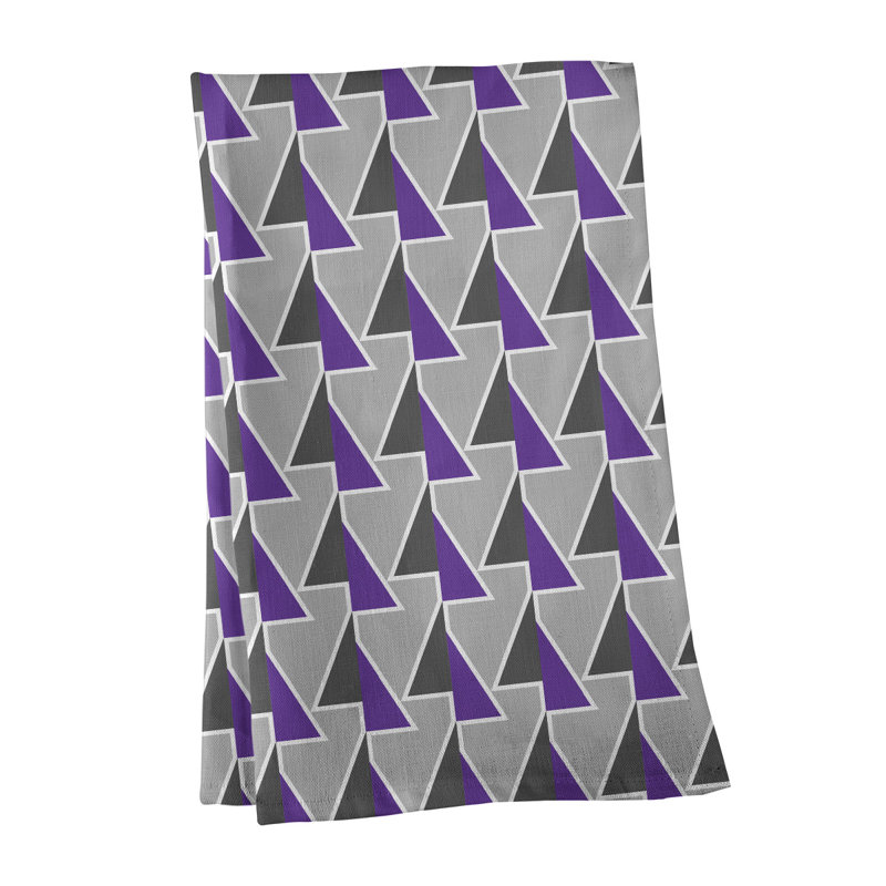 Torchon à flèches, Noir / Mauve / Gris, Polyester sergé