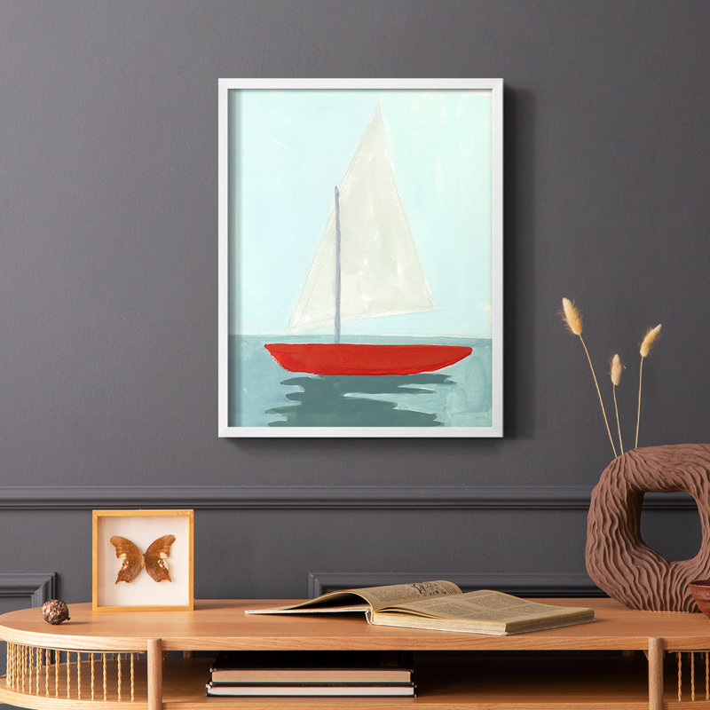 Petite voile II, reproduction encadrée - bois massif, Blanc, H 14 po x l 11 po