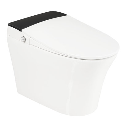 Heated Seat Smart Toilet with Foot Sensor Flush, Power Outage Flushing & Night Light, White