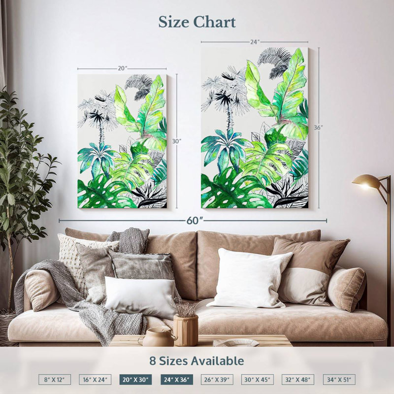 Harnek Teal Palm Selva I, 36" H x 24" W