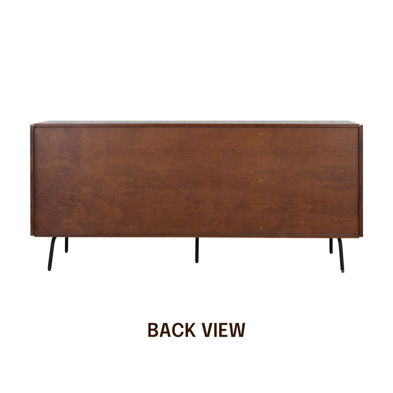 Sideboard Drawers Buffet Cabinet with Groove Design and Metal Legs, Storage Cabinet for Living Room, Dining Room, and Entryway, Effortless Assembly