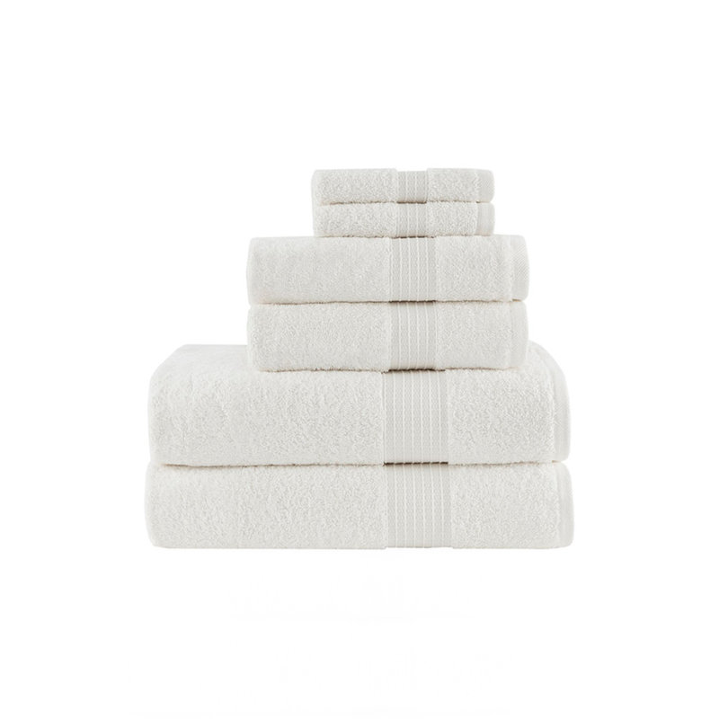 6 Piece Organic Cotton Towel Set, White