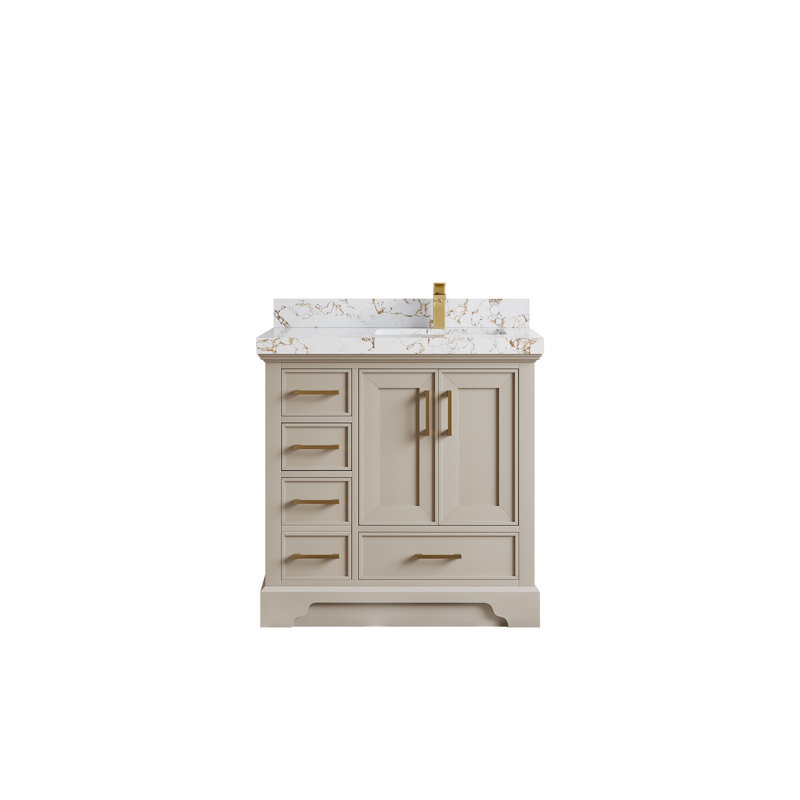 Meuble-lavabo simple 36 po avec plateau Leshaunda, Doré Viola