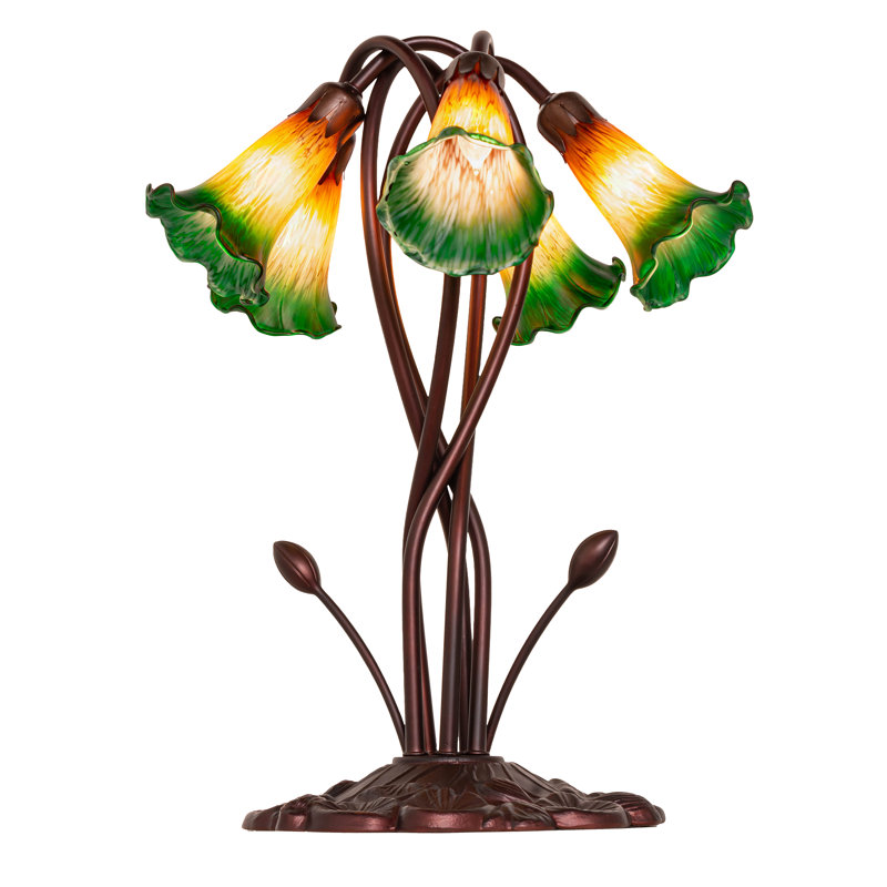 Lampe d'appoint l 17 po Tiffany Pond, À bascule, Vert / ambre