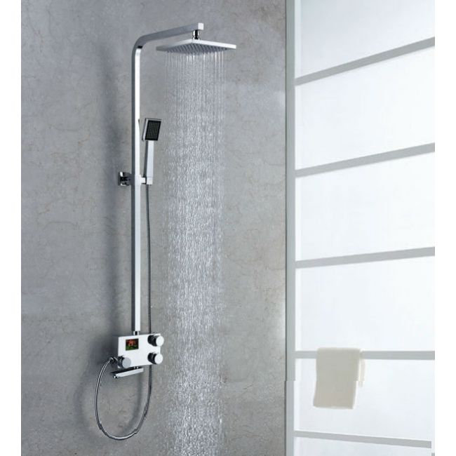 Juno 12"Digital Display Brass Body Rain Shower Head With Handheld Shower