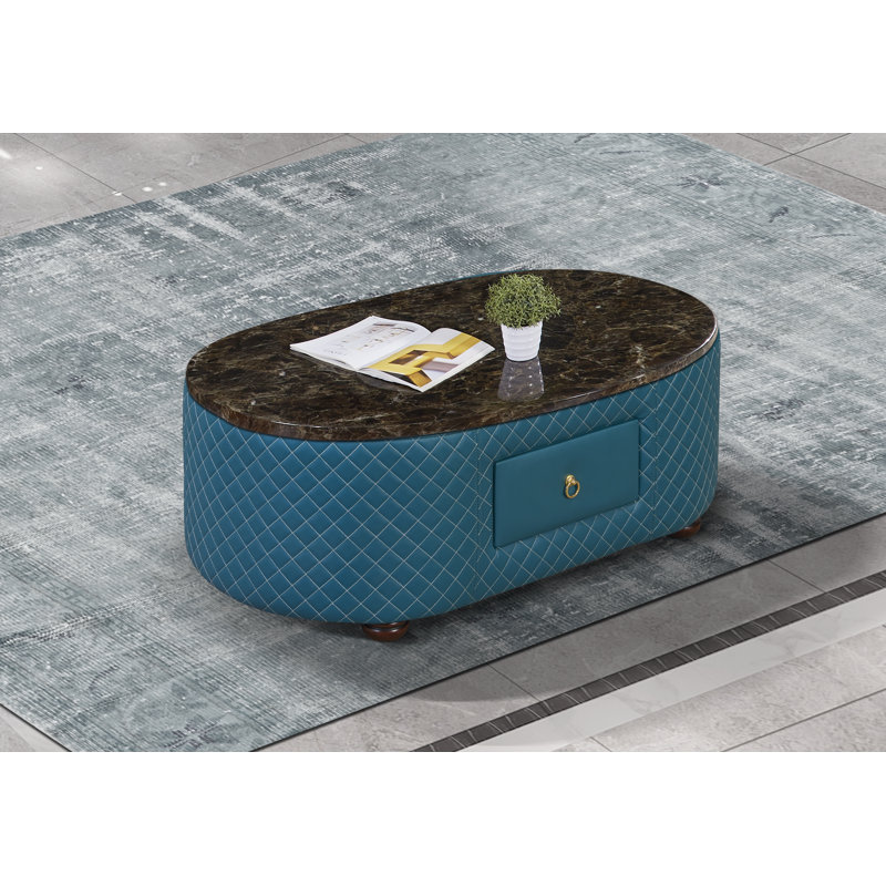 Makassar Marble Coffee Table, Blue
