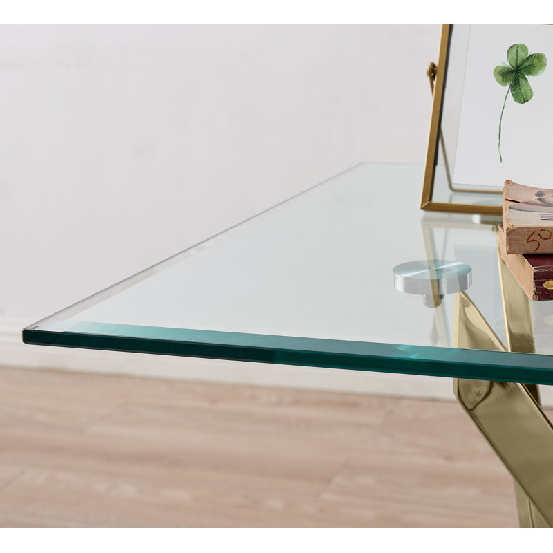 Chayton Modern Contemporary Glass and Square Small Table - Sofa Side Table, Gold