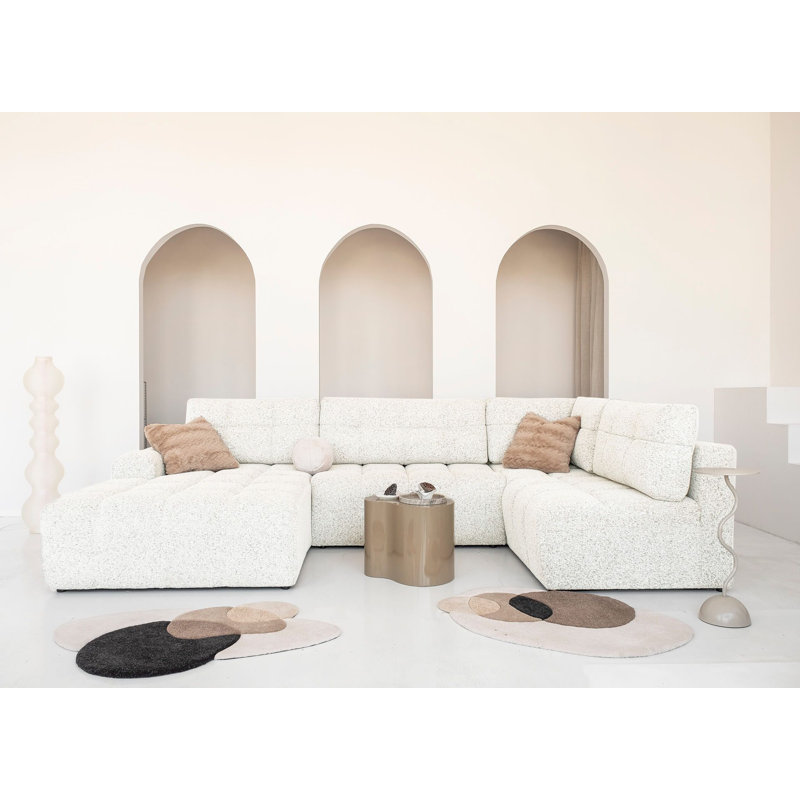 8 Seater Sofa Bed, Beige, Right -sided