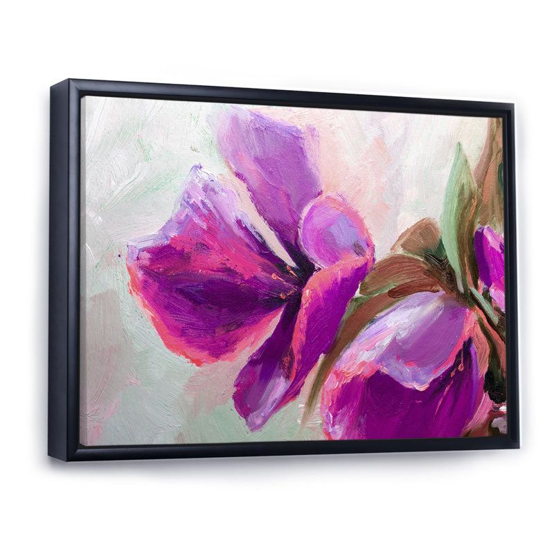 Fleur - reproduction de cadre photo sur toile, H 16 po x l 32 po x P 1 po, Cadre flottant noir