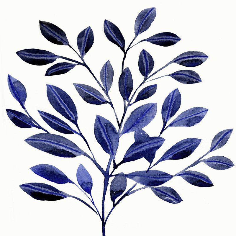 Branche bleu foncé II, H 20 po x l 20 po