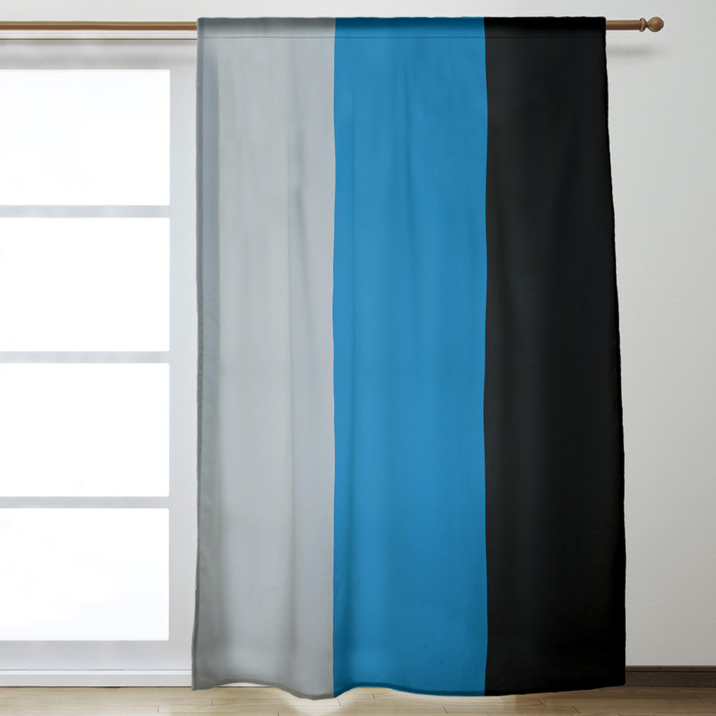 Panneau de rideau simple obscurcissant avec passe-tringle Stripes, Football de Détroit gris / bleu / noir