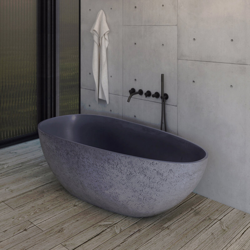 65 Inch Freestanding Solid Surface Soaking Bathtub