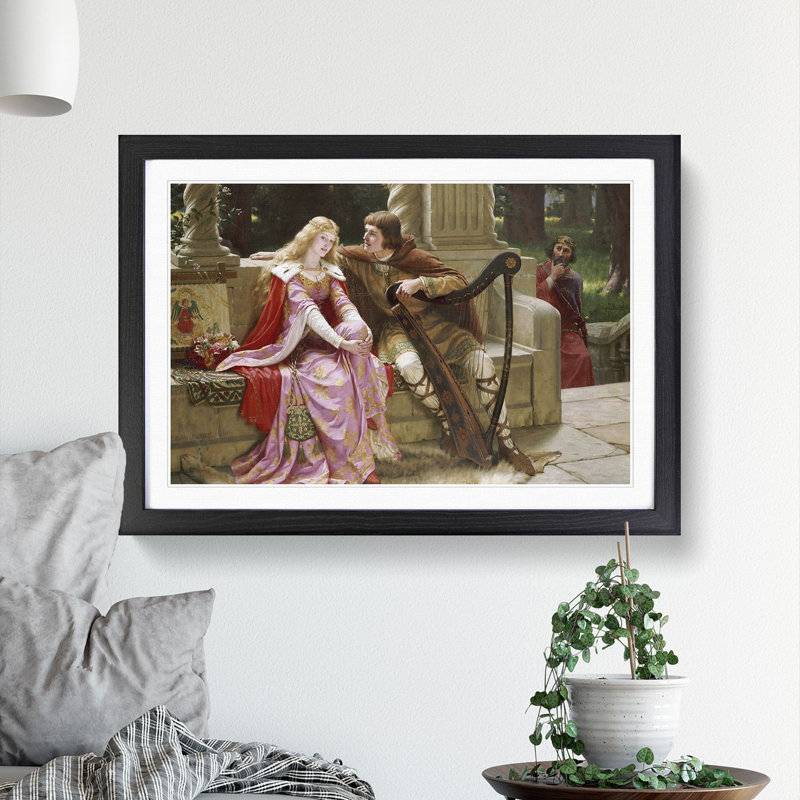 Tristan and Isolde by Edmund Leighton - Picture Frame Painting, Black, 27cm H x 36cm W x 2cm D